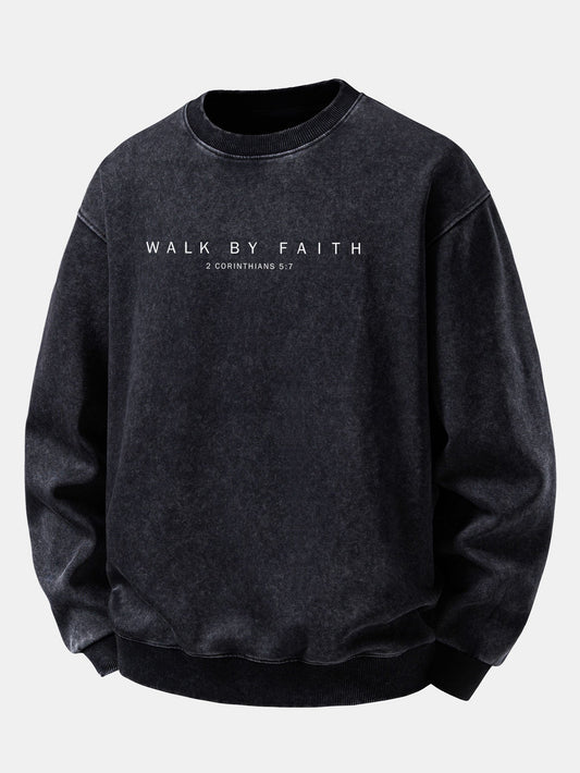 "Walk By Faith" Washed Distressed Sweatshirt