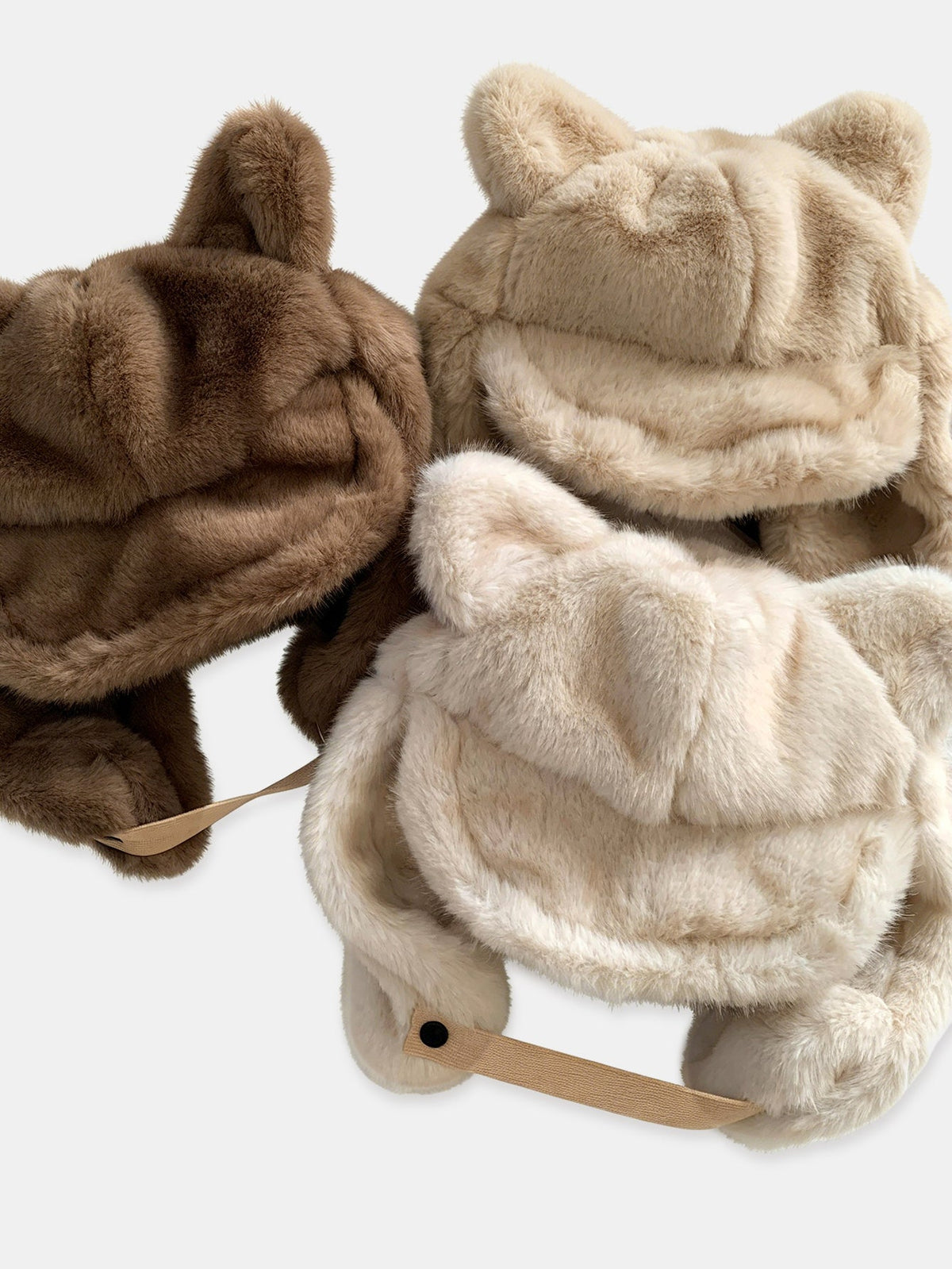Fluffy Bear Ear Plush-Lined Trapper Hat