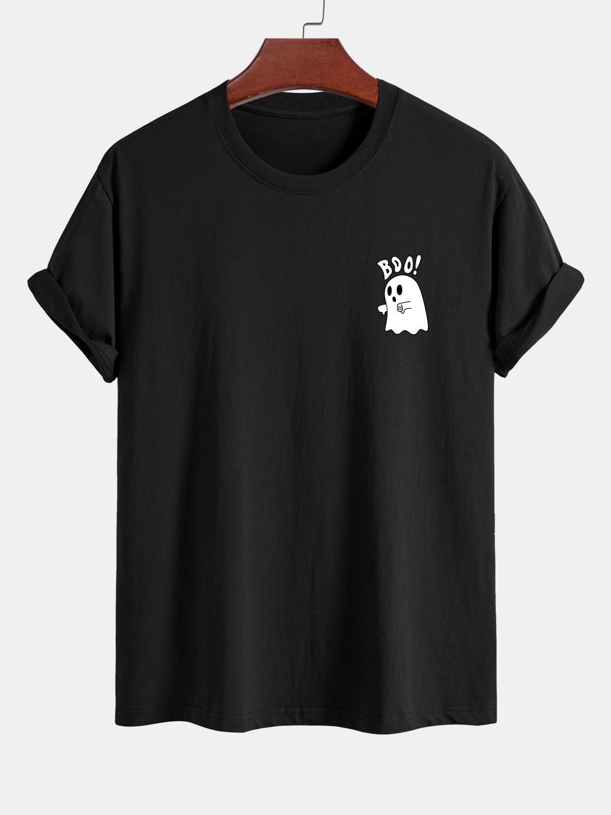 BOO Ghost Print Cotton T-Shirt