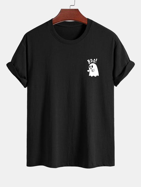 BOO Ghost Print Cotton T-Shirt