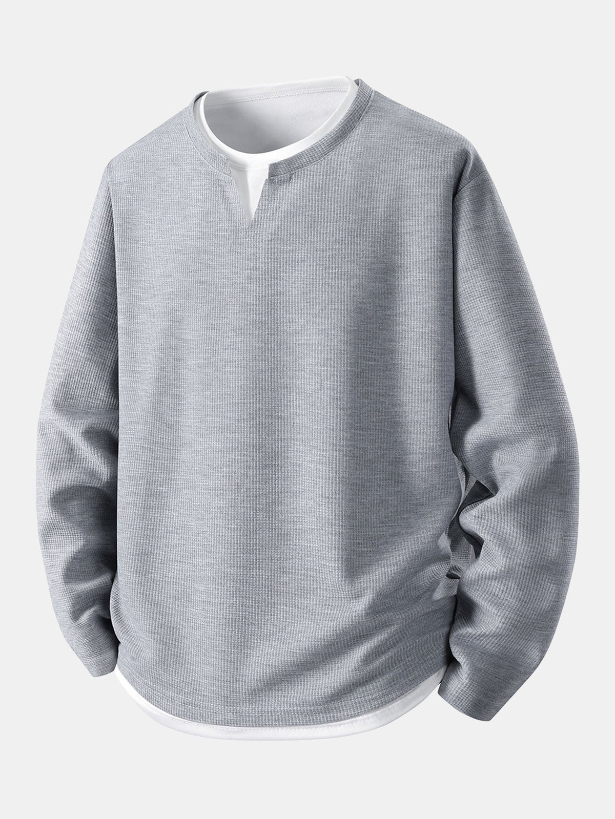 Camiseta 2 em 1 com Mangas Longas e Caimento Relaxado em Textura Waffle