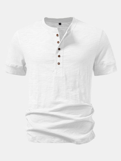 Textured Cotton Henley T-Shirt