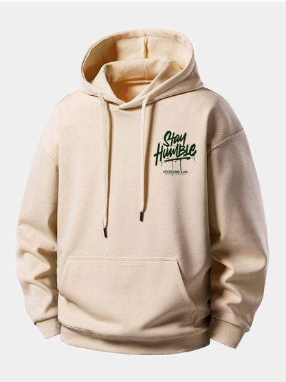 Moletom com capuz de caimento confortável com estampa “Stay Humble”