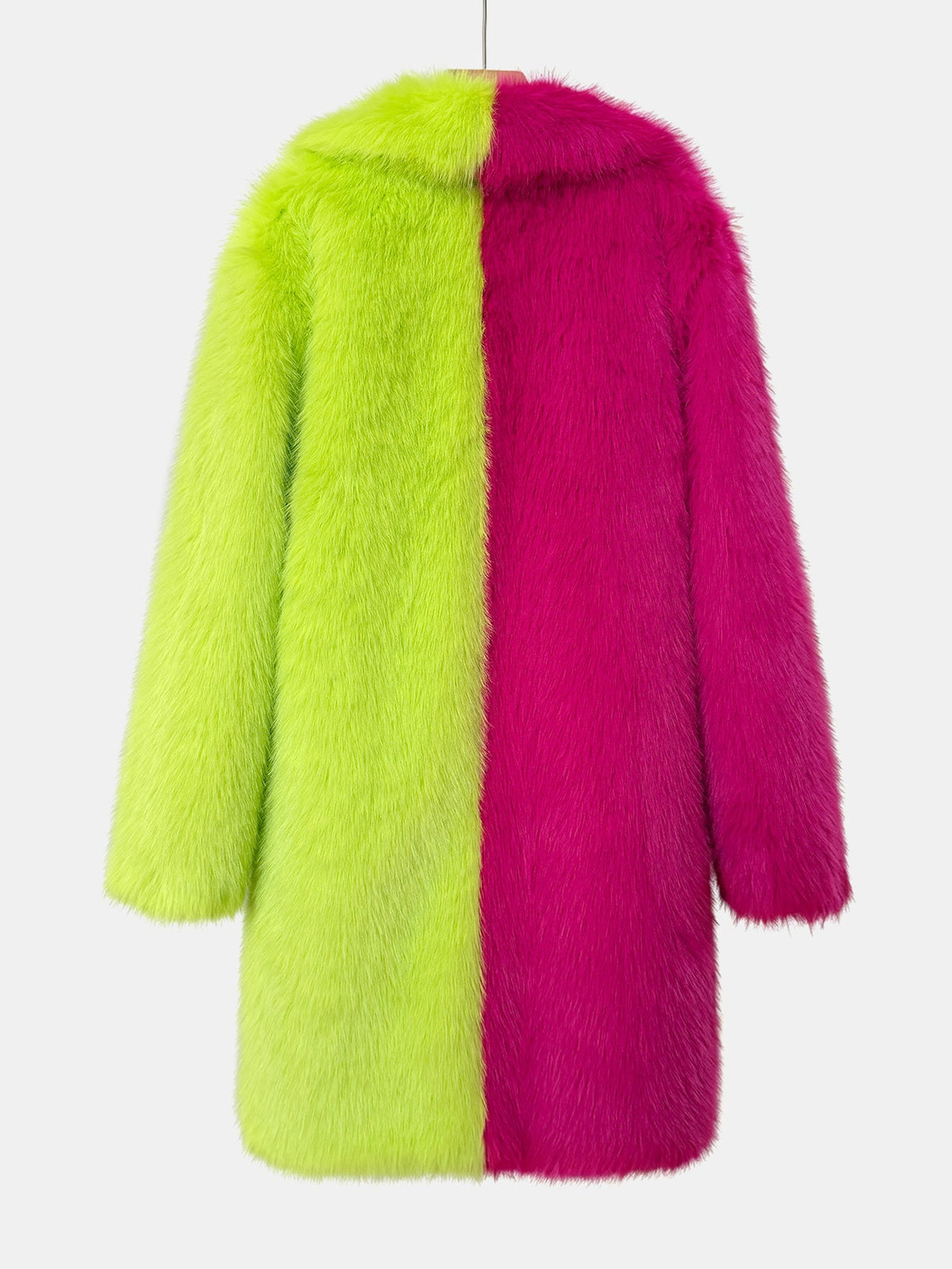 Two-Tone Faux Fur Longline Coat