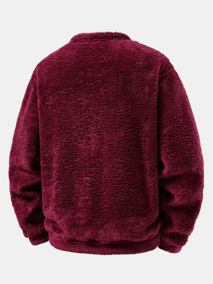 Embroidered Cat Colourful Teddy Fleece Sweatshirt