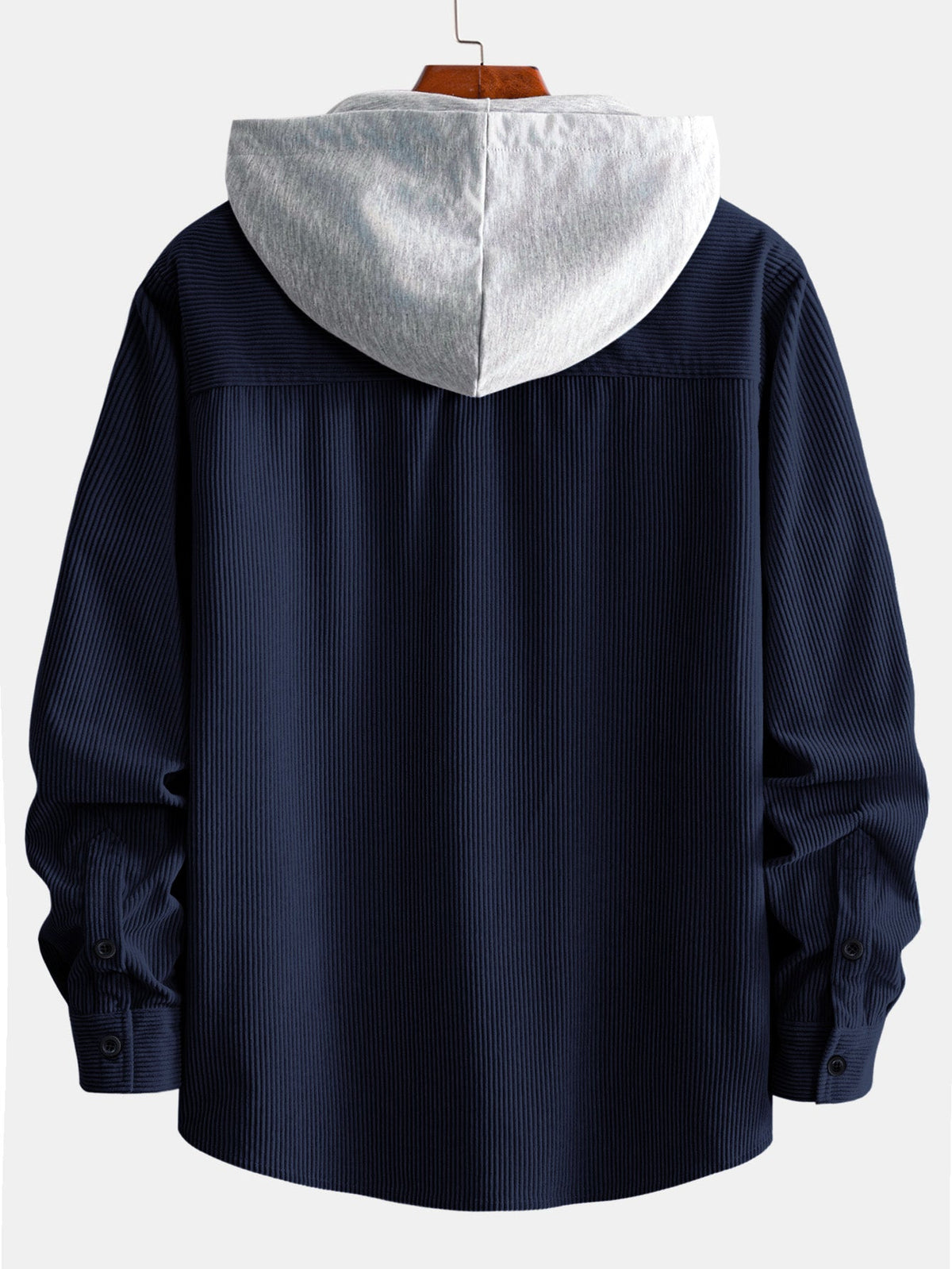 Hooded Corduroy Long Sleeve Shirt