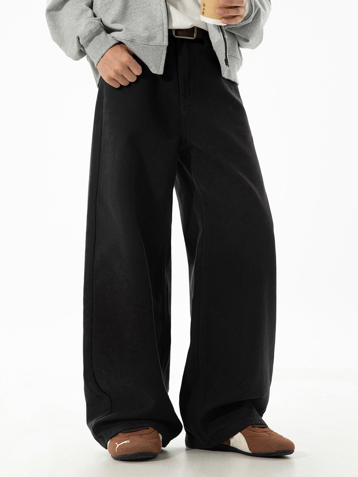 Washed Wide Leg Denim Jeans