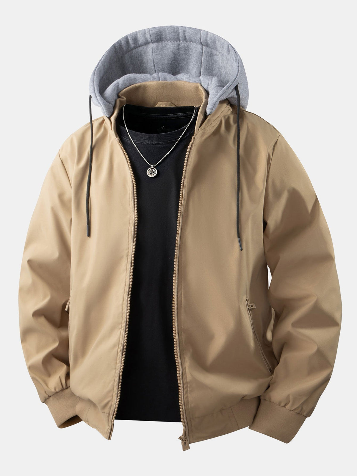 Zip Bomber Jacket with Removable Hood