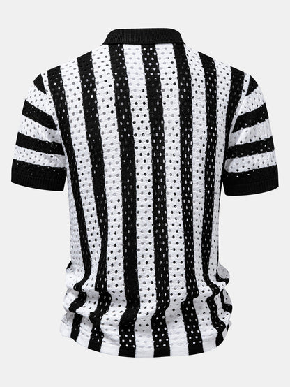 Striped Open Knit Shirt