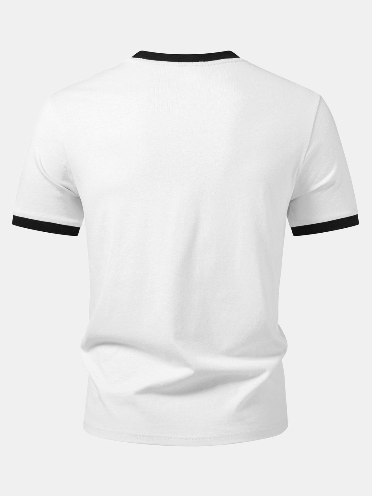 Blessed Cross Print Contrast Collar T-Shirt