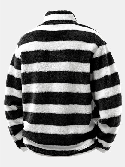Striped Teddy Fleece Quarter-Zip Sweatshirt