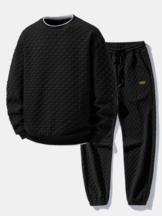 2-in-1 Check Jacquard Sweatshirt & Joggers Set
