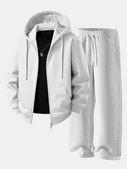 Relaxed Zip Hoodie & Wide Leg Sweatpants Set