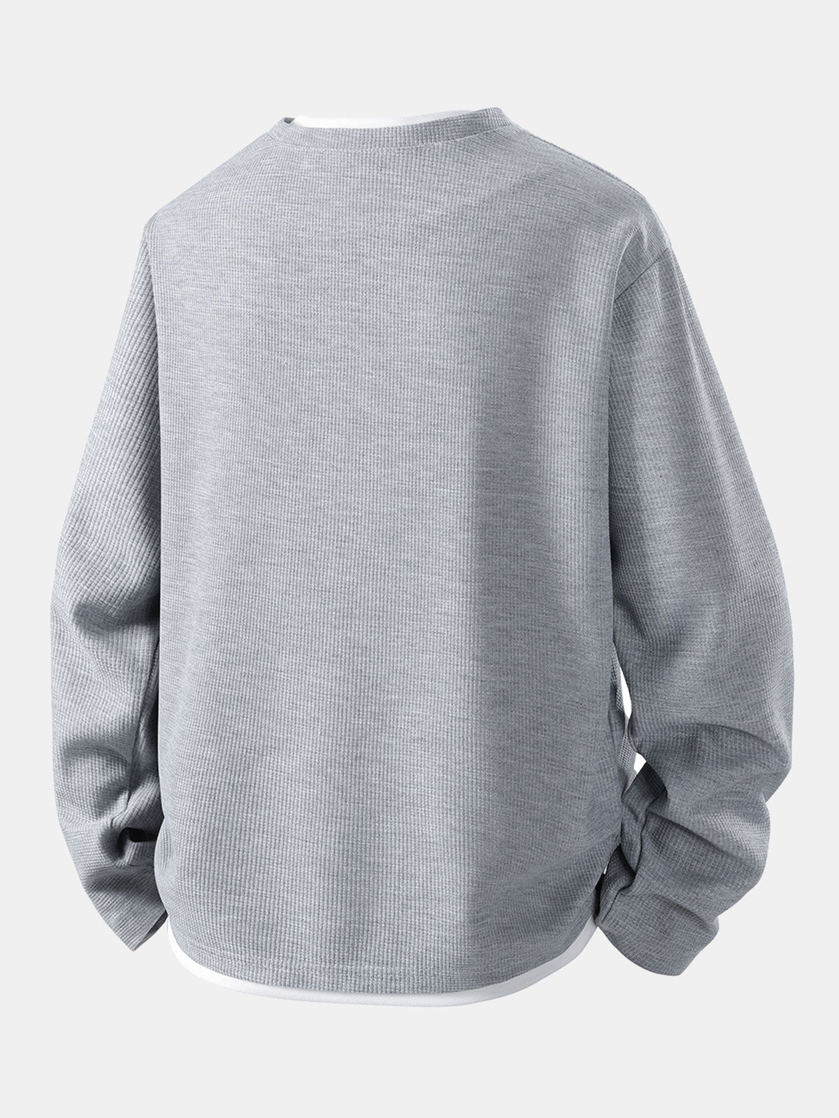 Camiseta 2 em 1 com Mangas Longas e Caimento Relaxado em Textura Waffle