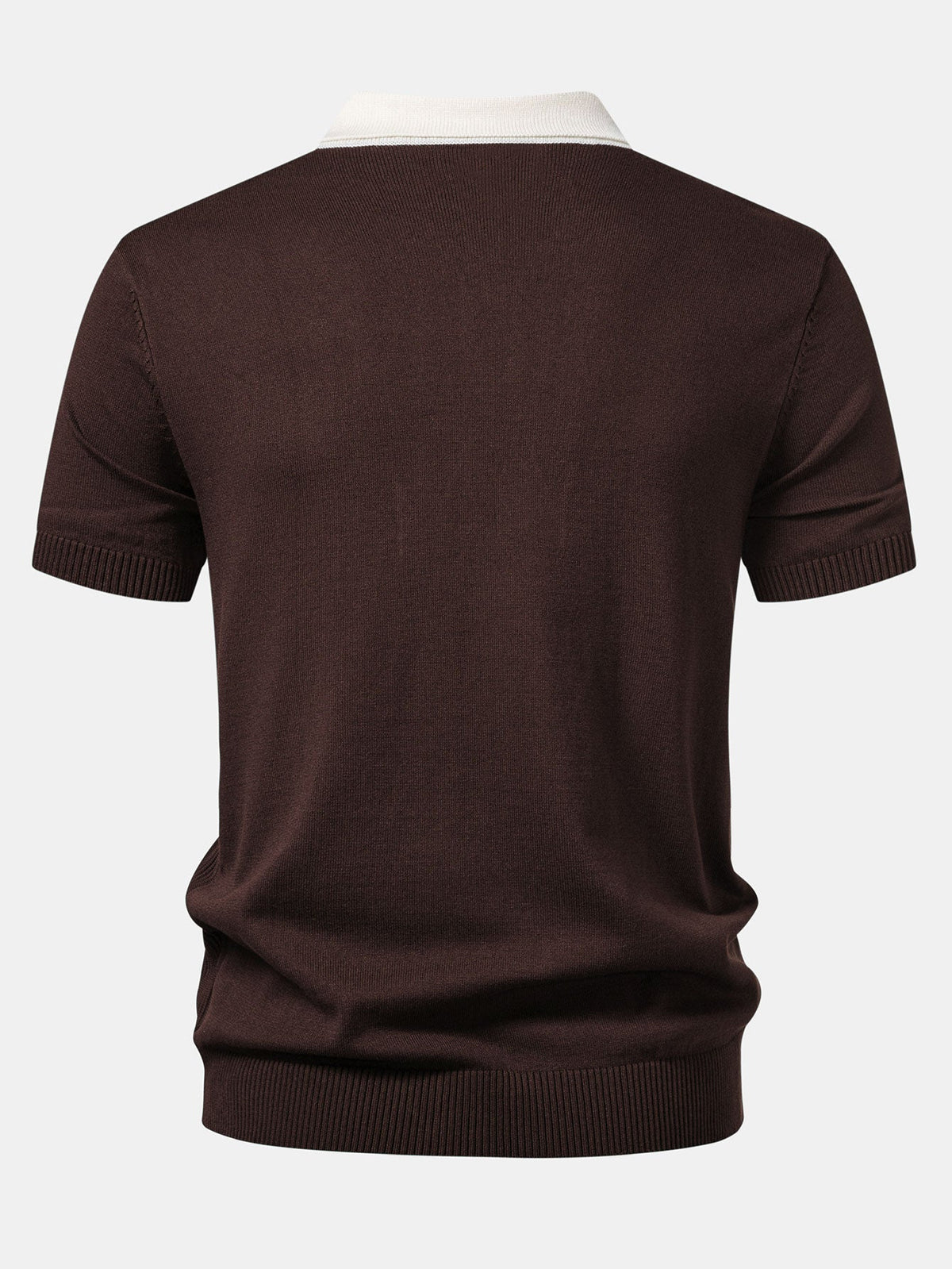 Contrast Stripe Ribbed Knit Polo