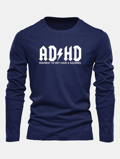 ADHD Print Long Sleeve Cotton T-Shirt
