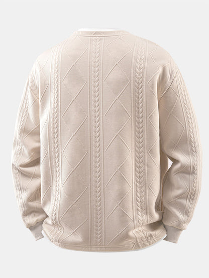 Camiseta de jacquard geométrico 2 em 1, com caimento descontraído e gola com entalhe