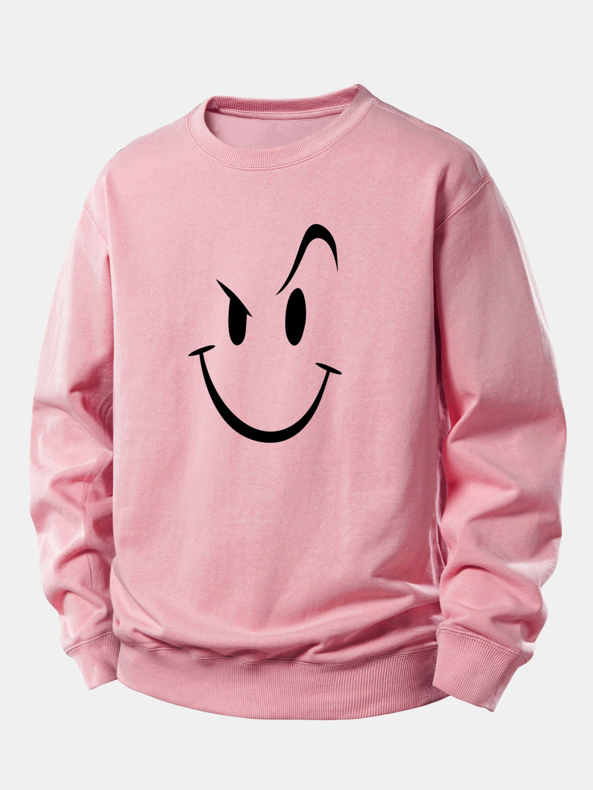 Moletom de caimento confortável com estampa de carinha sorridente