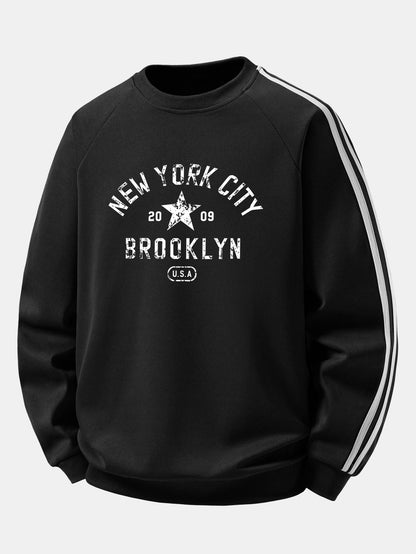 New York Print Contrast Stripe Raglan Sweatshirt