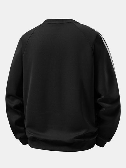 Cassette Print Contrast Stripe Raglan Sweatshirt