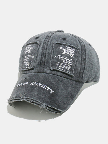 Embroidered Patch Washed Distressed Baseball Cap