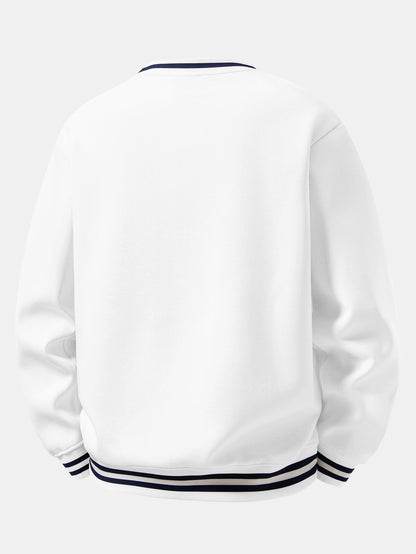 Striped Ribbed Crew Neck Sweatshirt