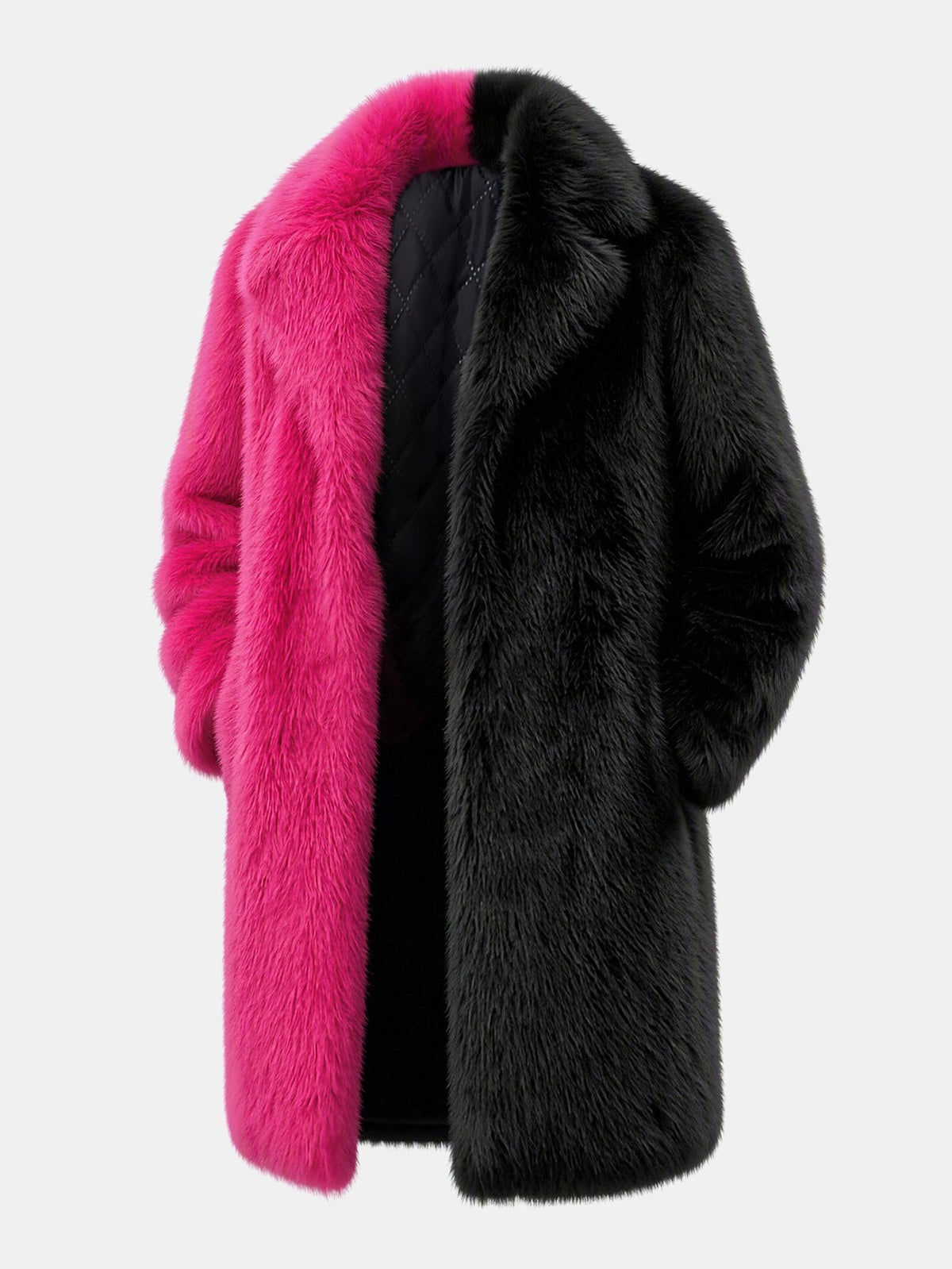 Two-Tone Faux Fur Longline Coat