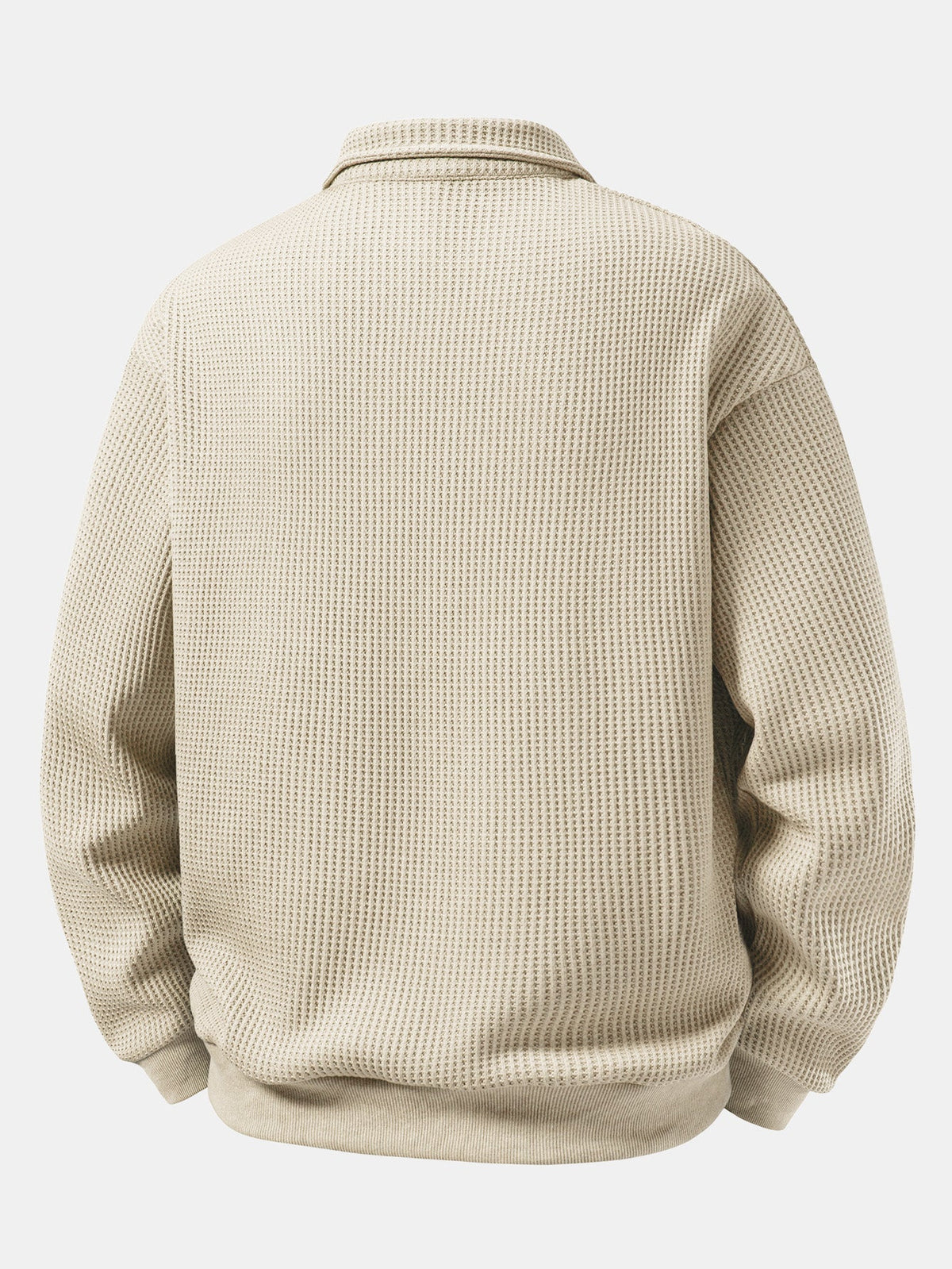 Waffle Knit Polo Collar Sweatshirt