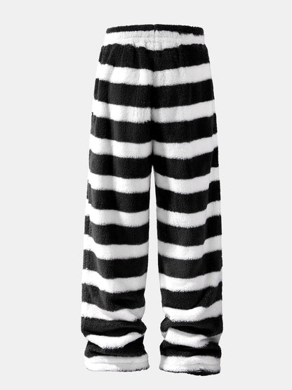 Striped Teddy Fleece Straight Leg Sweatpants