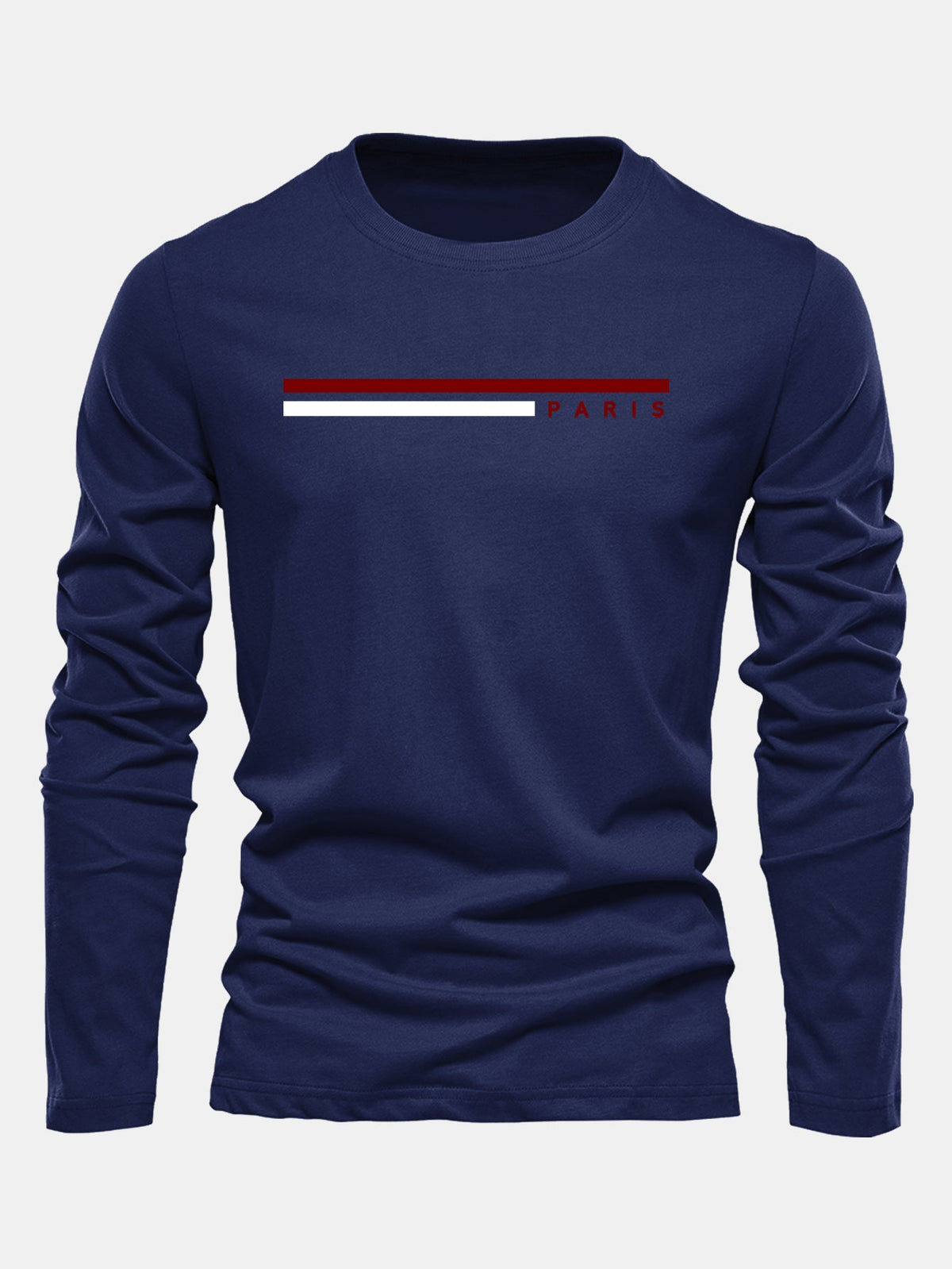 Camiseta de algodão com mangas longas, listras e estampa de Paris