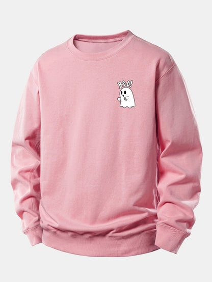 BOO Ghost Print Relaxed Sweatshirt
