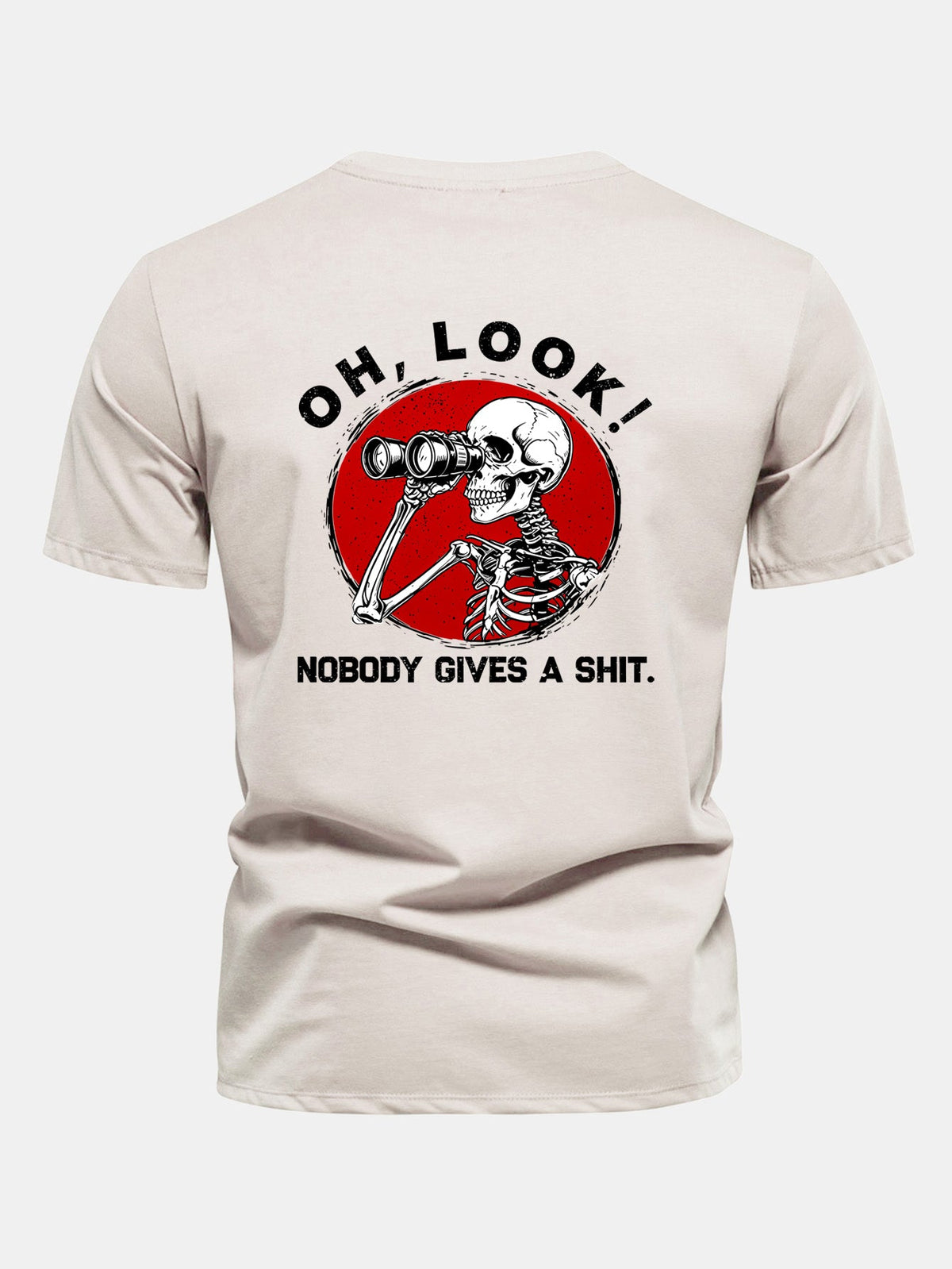 Telescope Skeleton Back Print Cotton T-Shirt
