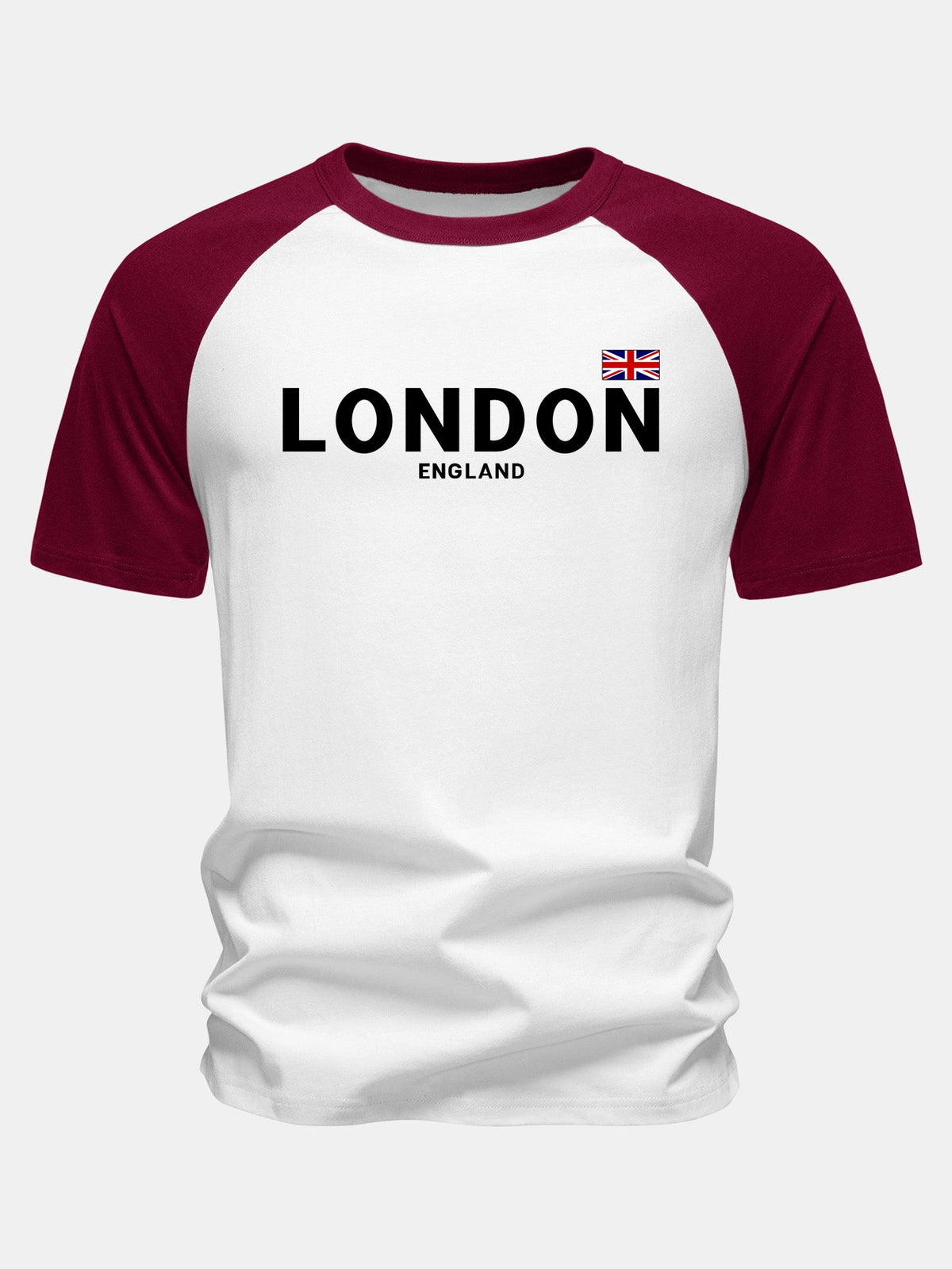 Camiseta de algodão estampada com mangas raglan, Londres, Inglaterra