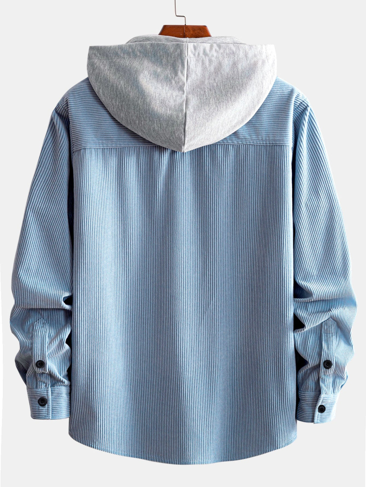 Hooded Corduroy Long Sleeve Shirt