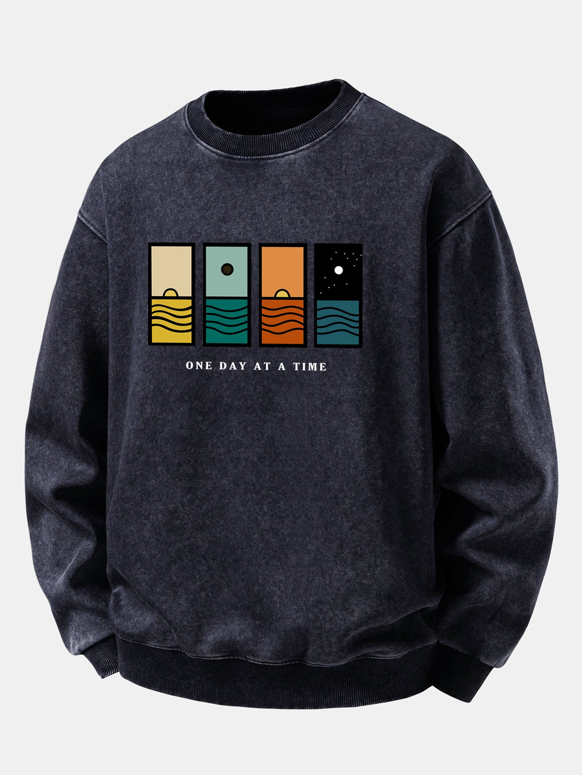 "One Day At A Time" Washed Distressed Sweatshirt