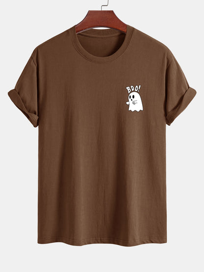 BOO Ghost Print Cotton T-Shirt