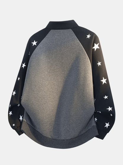 Star Print Quarter-Zip Raglan Sweatshirt