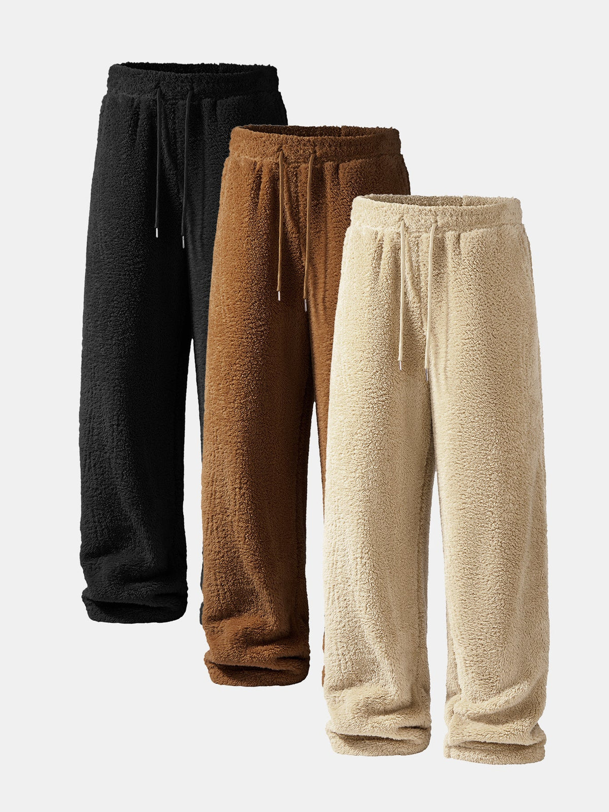 Teddy Fleece Straight Trousers (3-Pack)