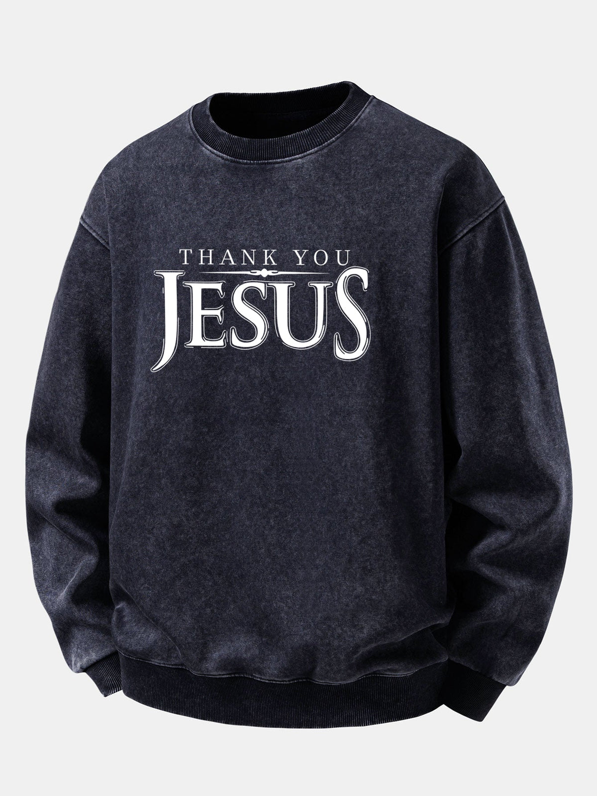 Jesus Print Washed Distressed Sweatshirt
