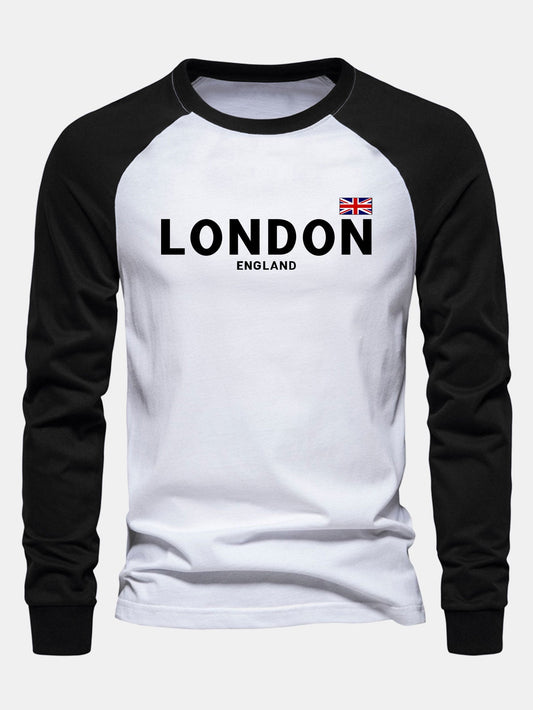 London Print Raglan Long Sleeve Cotton T-Shirt