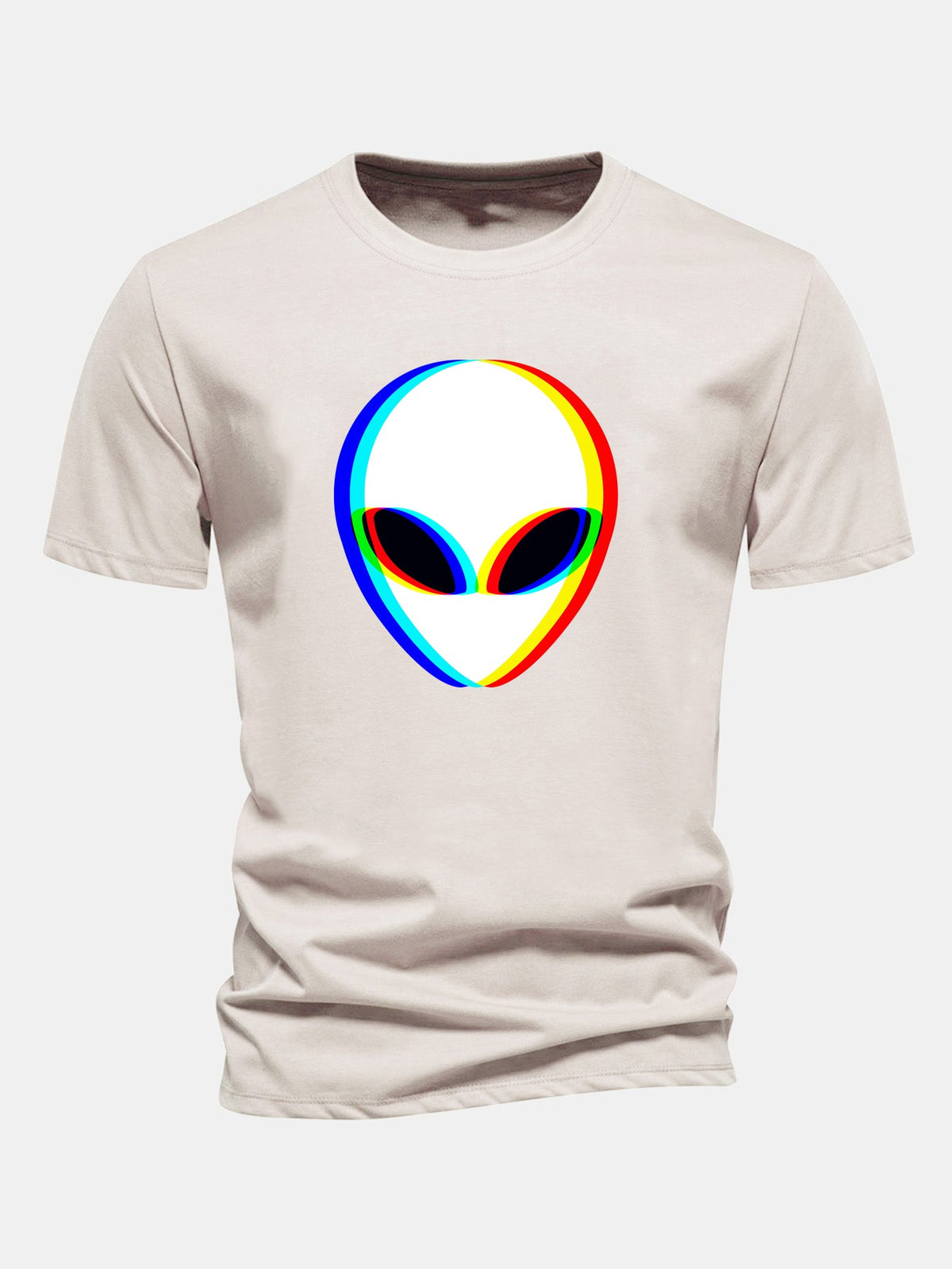 Glitch Alien Print Cotton T-Shirt