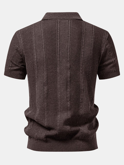 Textured Linen Knit Polo