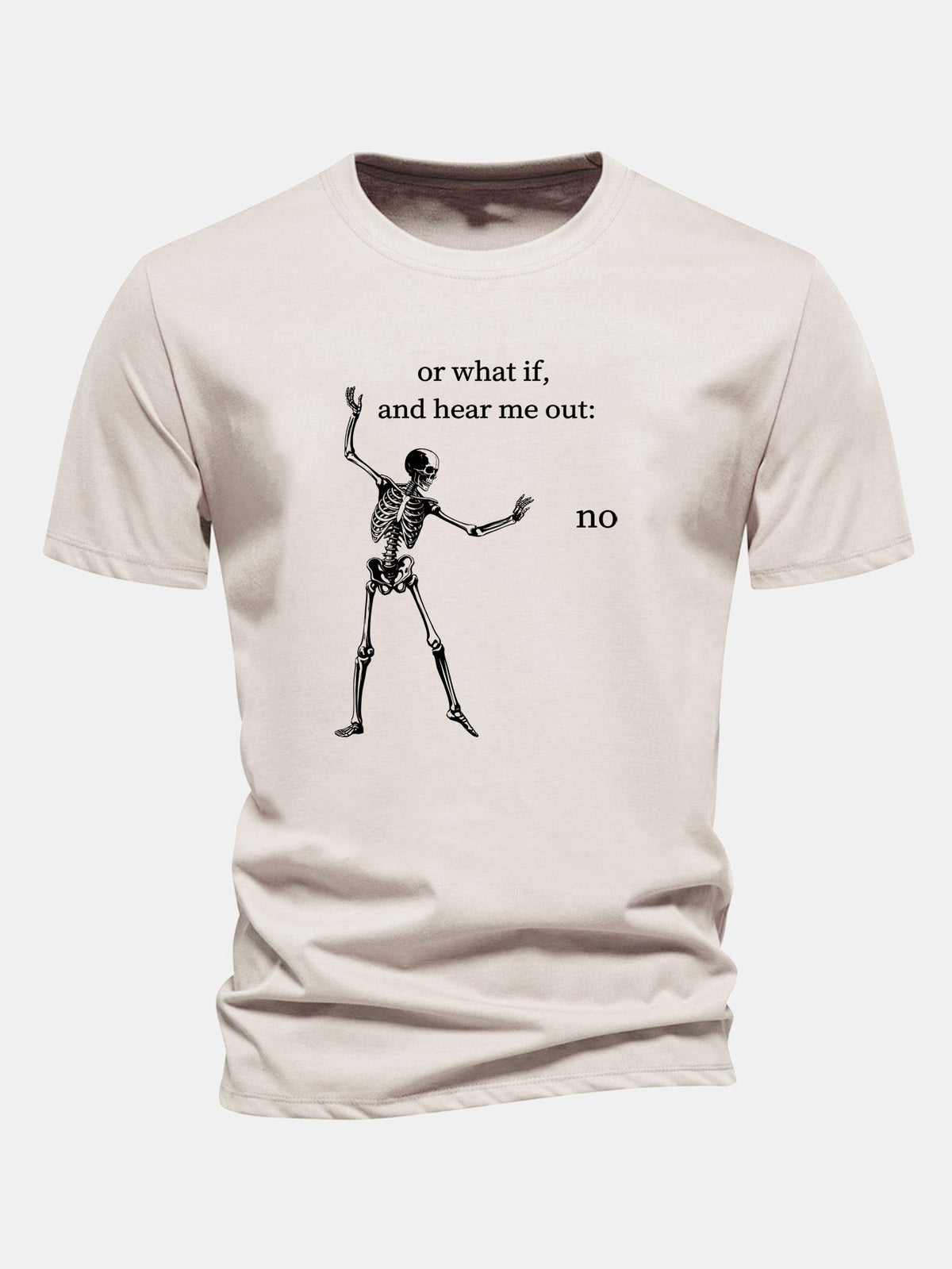 "Listen To What I Have To Say" Skeleton Print Cotton T-Shirt