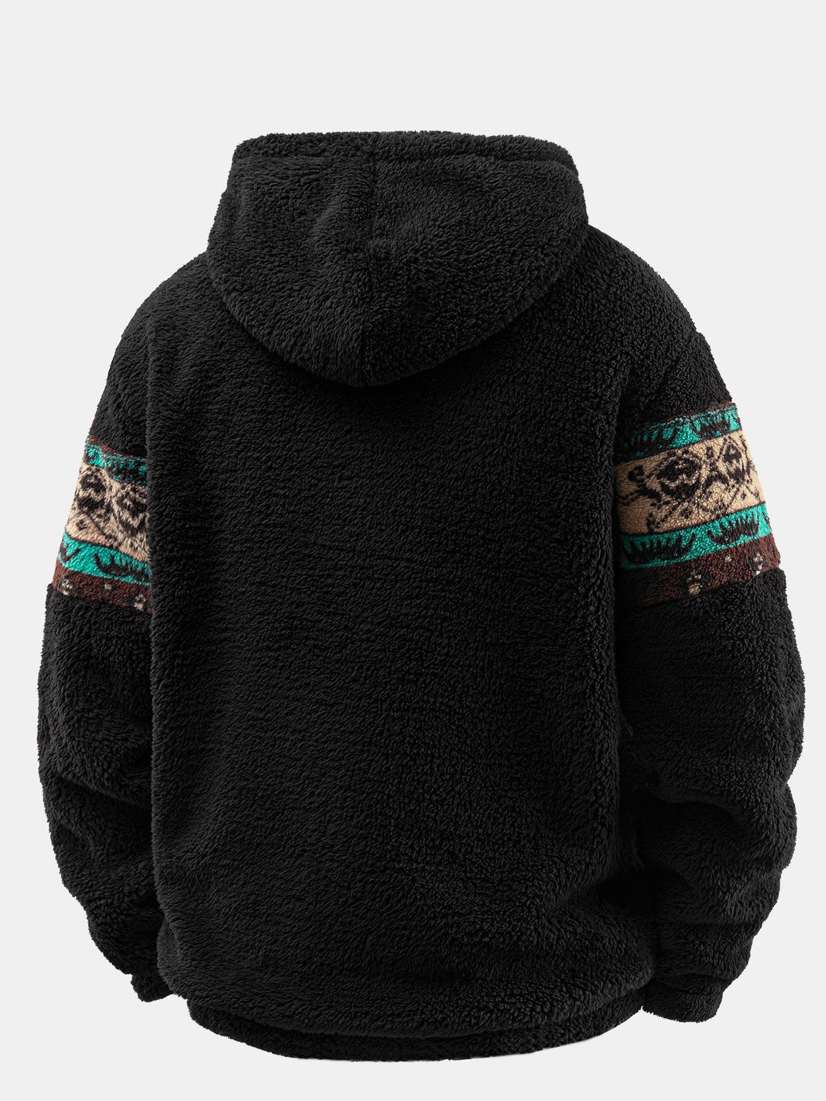 Geometric Patchwork Relaxed Teddy Hoodie