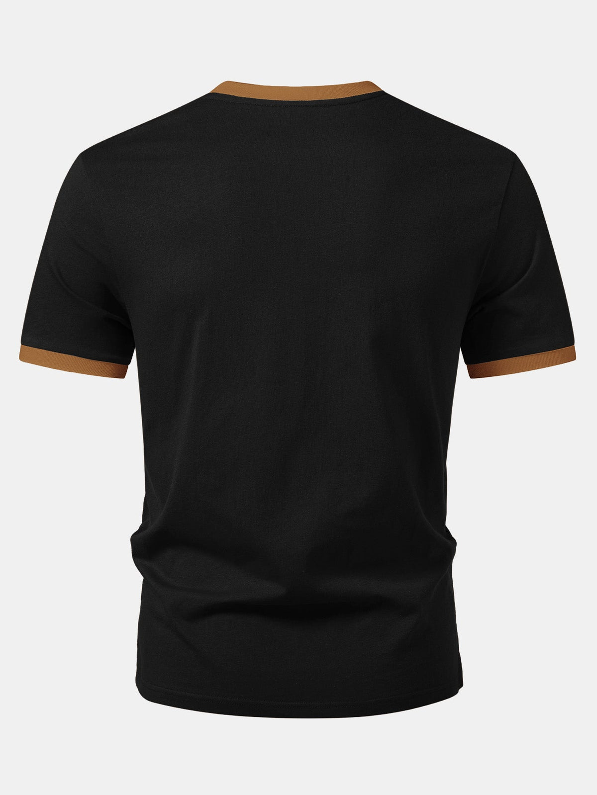 Camiseta Ringer Contrastante com Estampa de Gato Preto, Café e Halloween