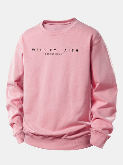 Moletom de caimento confortável com estampa “Walk By Faith”