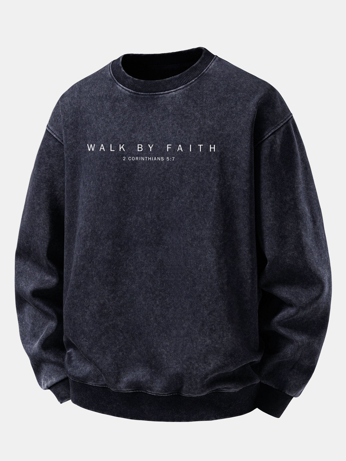 "Walk By Faith" Washed Distressed Sweatshirt