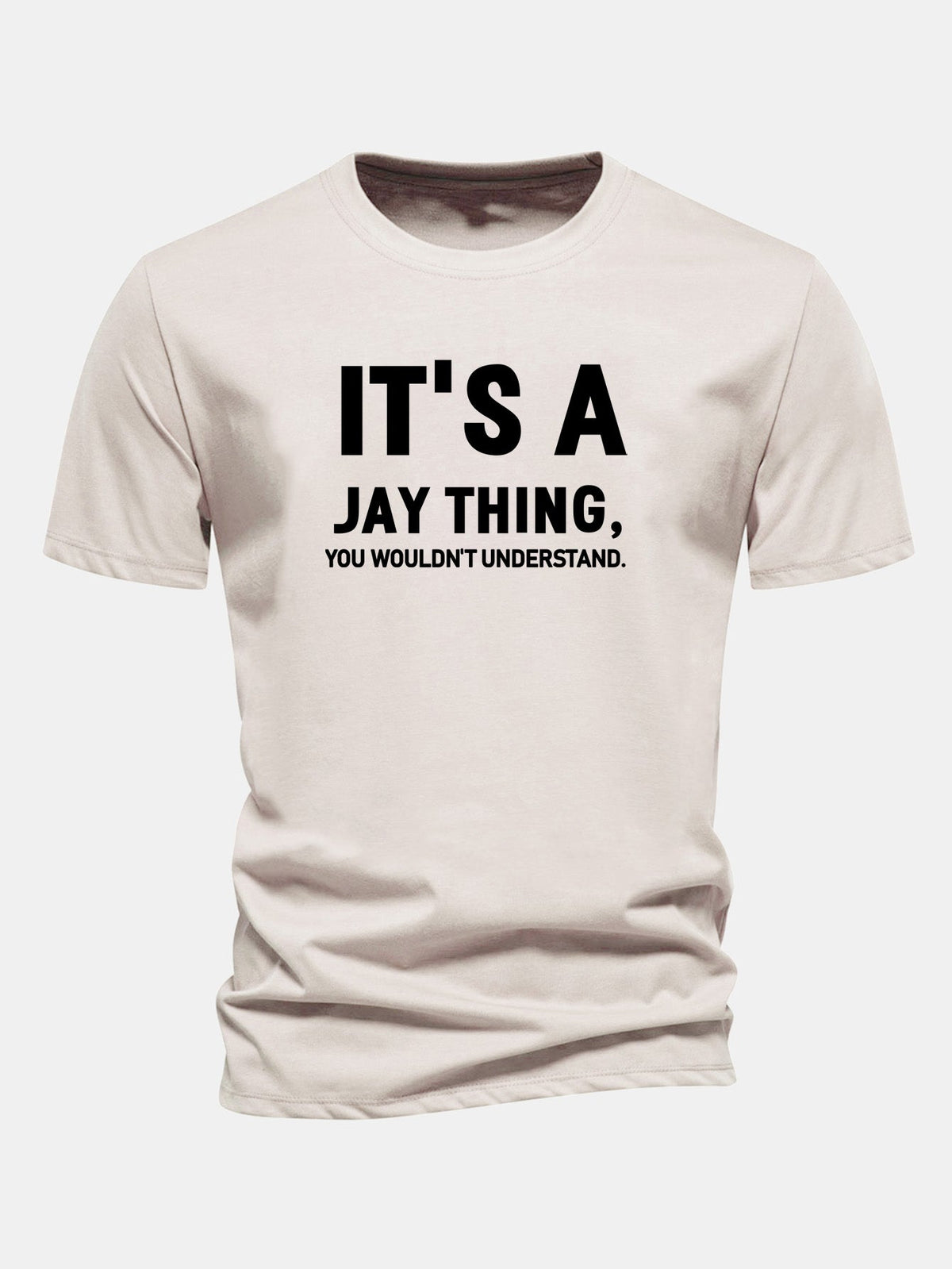 Camiseta de algodão com estampa “É Coisa do Jay” e corte regular