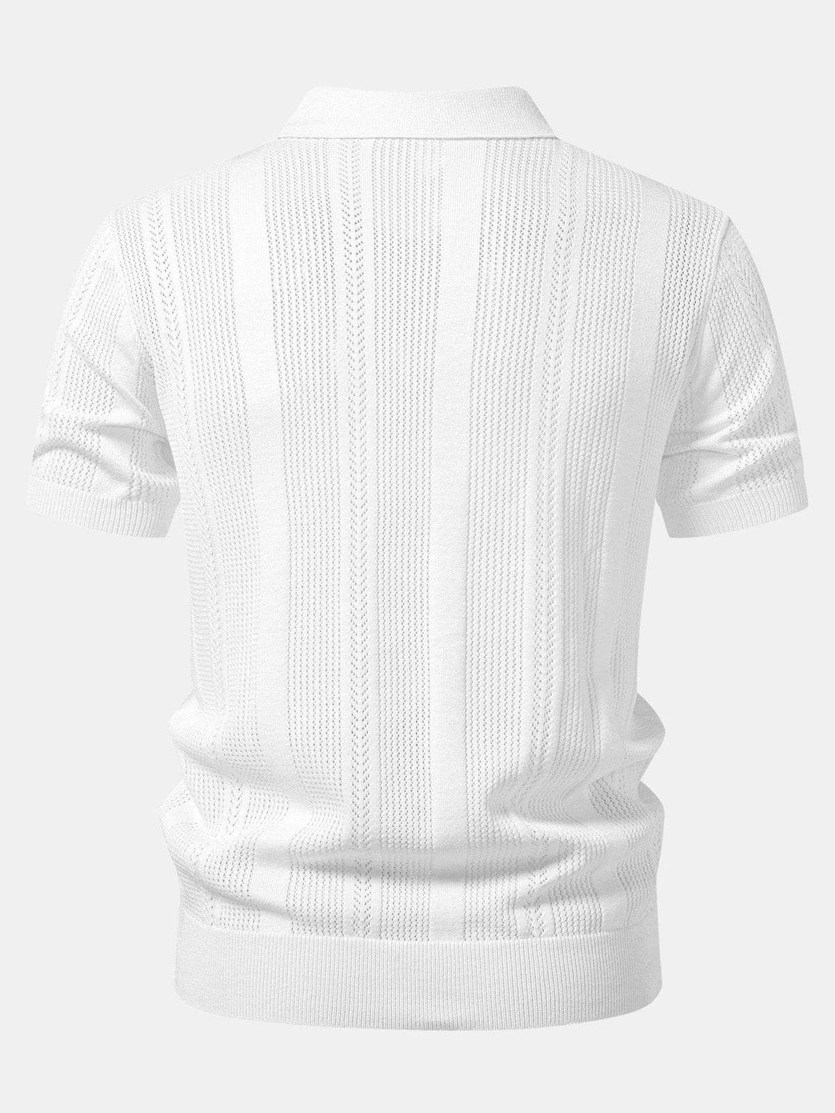 Striped Open Knit Polo