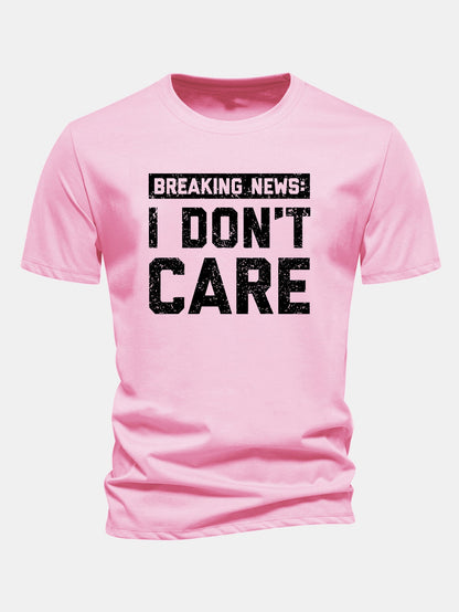 Camiseta de algodão com estampa “Eu não me importo” e corte regular